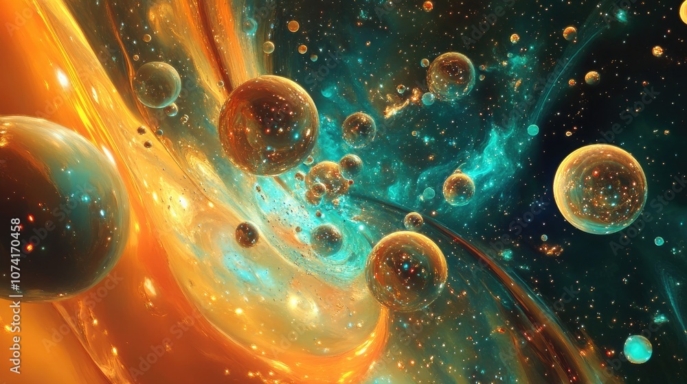 Poster Abstract space background in 3D cartoon rendering
