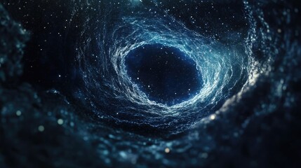 Black hole in space 3D cartoon rendering with an abstract background
