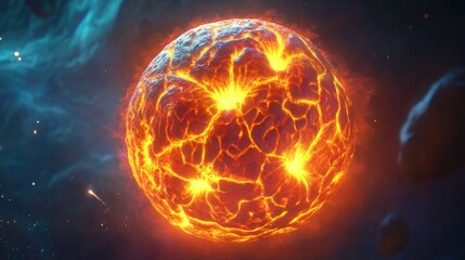 Convective zone on the star depicted in a 3D cartoon rendering featuring convective cells and a realistic scientific representation