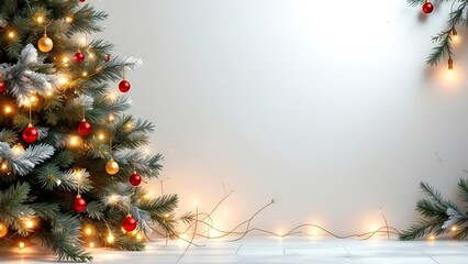 Happy Christmas Banner Background Design christmas brance pine tree leaf little lamps tumblr ...