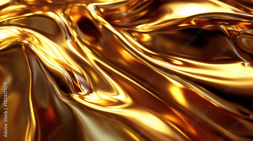 Poster abstract metallic liquid background in 3d cartoon rendering