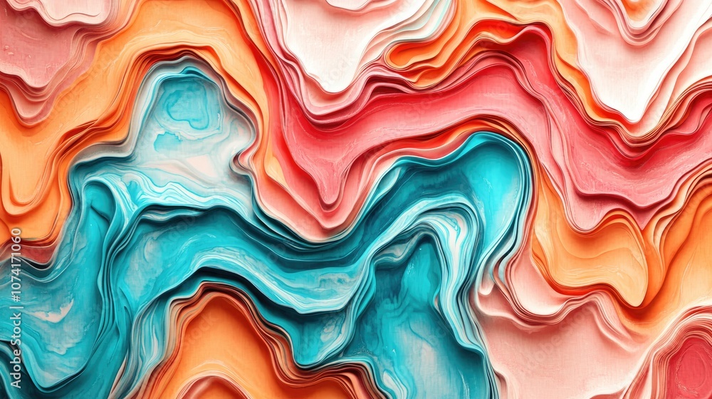 Poster abstract texture on batik in a 3d cartoon rendering