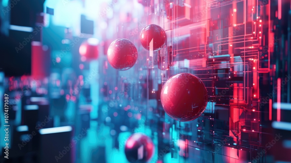Aufkleber Abstract global technology background featuring a 3D cartoon rendering Concept of digital innovation for your design