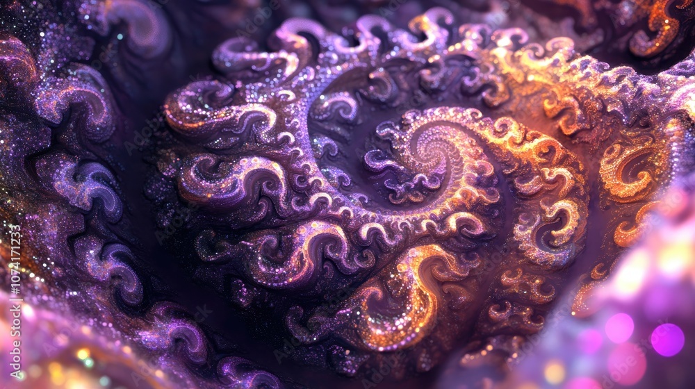 Poster Fractal background featuring nebulosity in a 3D cartoon rendering