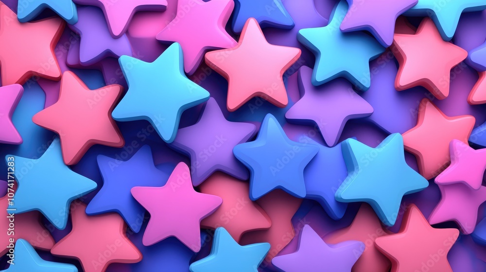 Poster seamless pattern of shining star silhouettes in a 3d cartoon rendering suitable for wrapping digital