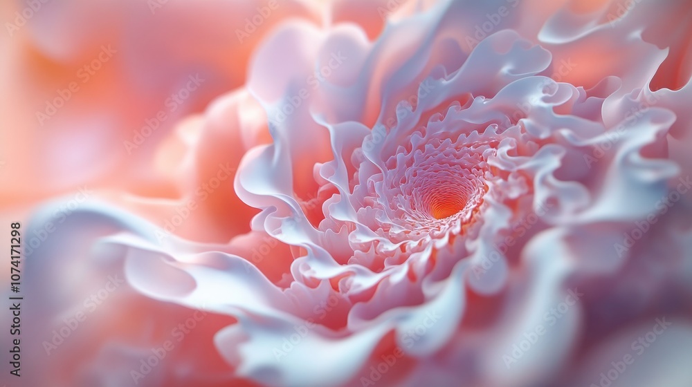 Aufkleber Abstract fractal patterns and shapes in a 3D cartoon rendering Dynamic flowing natural forms featuring flowers and spirals A mysterious psychedelic relaxation pattern