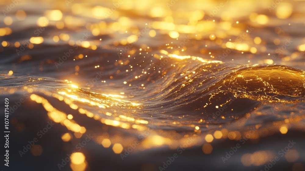 Aufkleber background bokeh of gold light from water abstraction in a 3d cartoon rendering