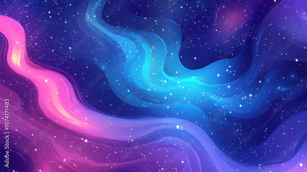 Aufkleber cosmic galaxy background with stars and cosmic gas in a 3d cartoon rendering