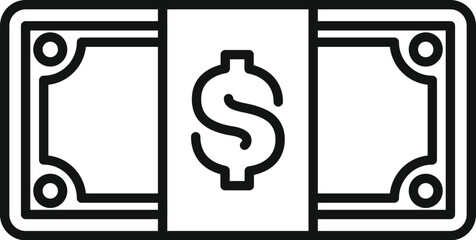 Simple line icon of a dollar banknote symbolizing financial transactions