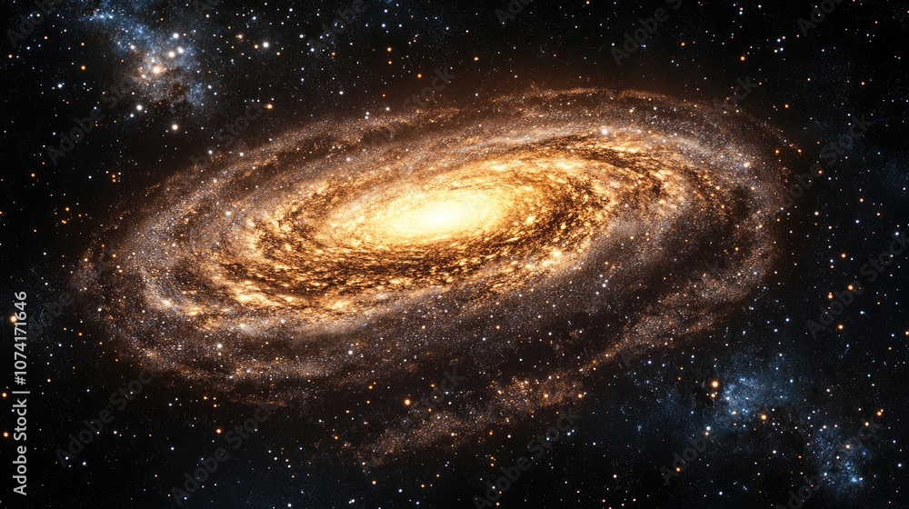 Poster 3d illustration of the milky way galaxy in a cartoon rendering style