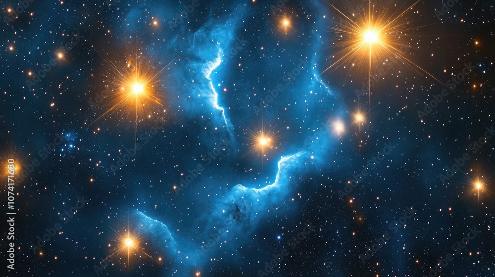 Poster galaxy stars in a nebula background with 3d cartoon rendering