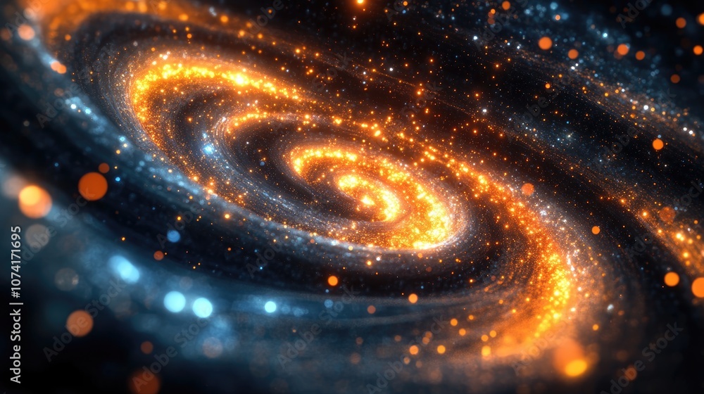 Poster Abstract 3d illustration featuring a neon background with luminous swirling elements and a glowing spiral design The composition includes an elegant black backdrop a halo effect isolated power vis