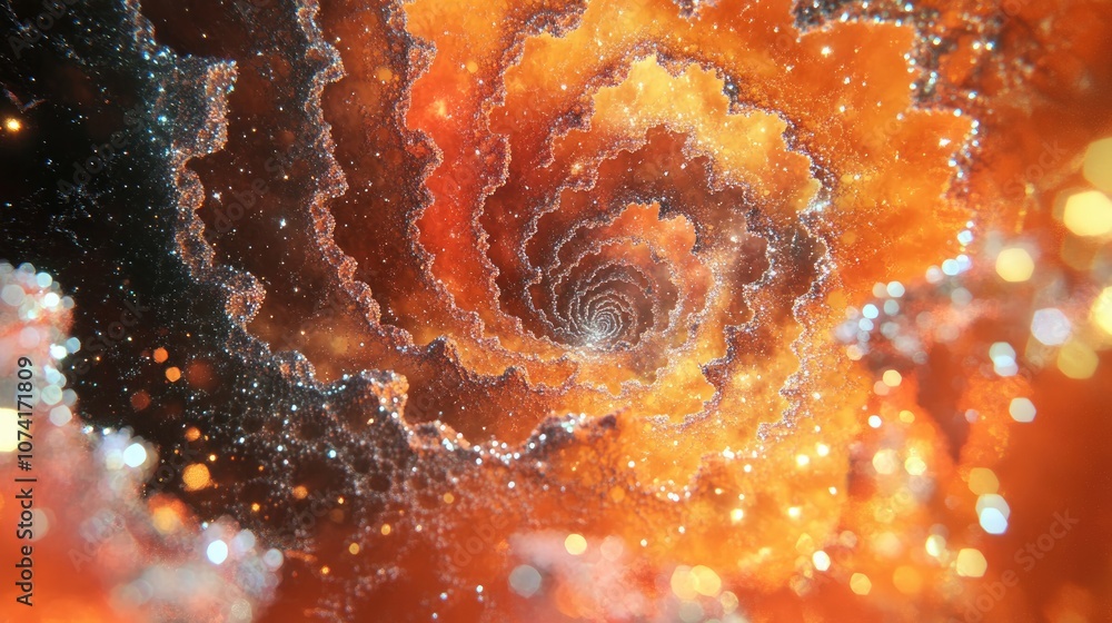 Poster Swirling nebula and stars in space depicted in a 3D cartoon rendering Abstract fractal art background