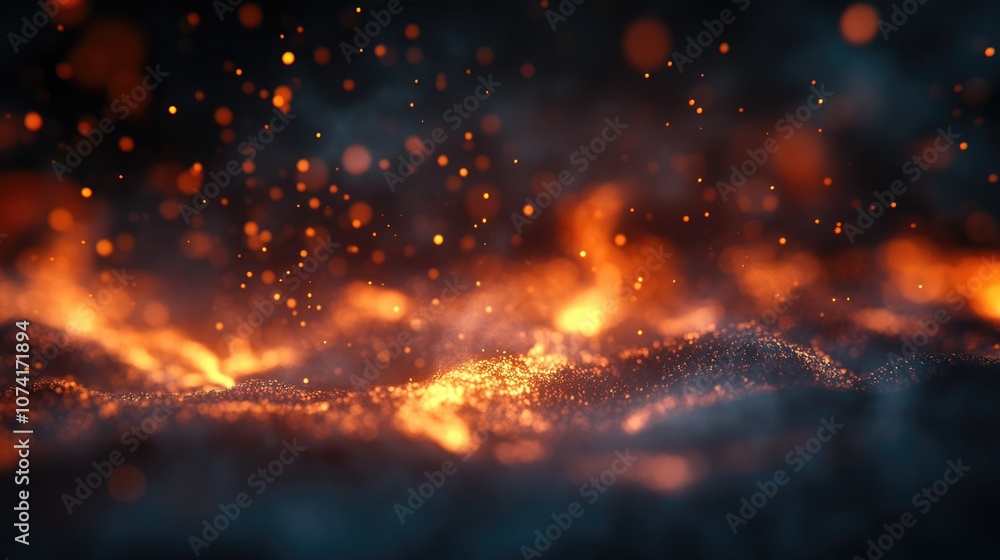 Fototapete blurred flame fire and smog on a dark background in a 3d cartoon rendering the term flame originates