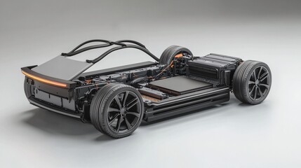 Electric vehicle battery platform, EV chassis design, modern car technology.