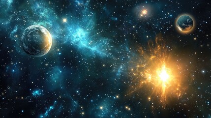 3D cartoon depiction of stars and a galaxy in open space