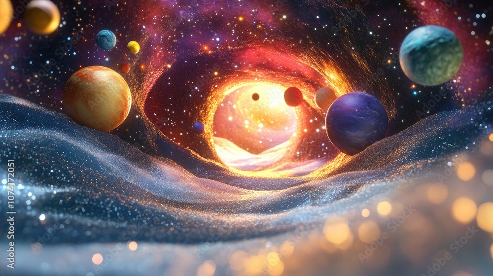 Aufkleber 3d cartoon depiction of a textured background featuring a starry outer space theme