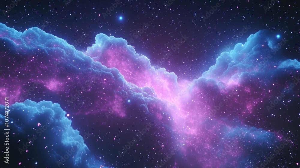 Aufkleber Abstract cosmic background with a starry sky in 3D cartoon rendering