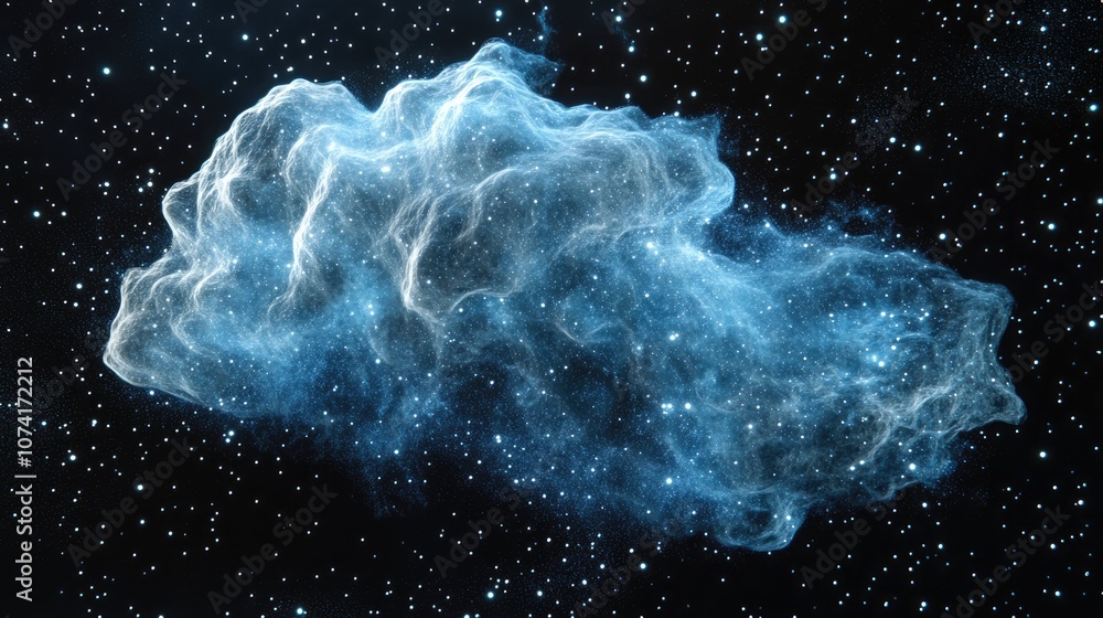 Poster Space Nebula in 3D cartoon rendering