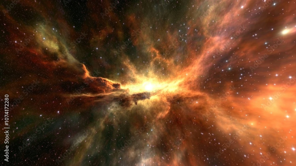 Aufkleber 3d cartoon depiction of a nebula and gas congestion in a star field within space