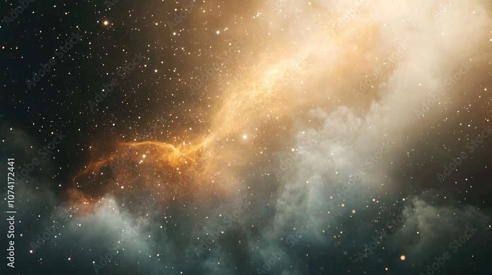 Aufkleber 3D cartoon representation of the NGC1999 Nebula featuring a galaxy open cluster globular cluster stars and cosmic dust within the universe and the Milky Way