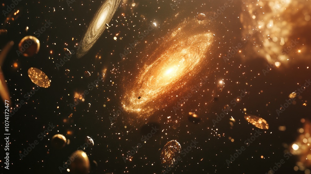 Poster awesome cosmic image featuring stars galaxies and nebulas in 3d cartoon rendering