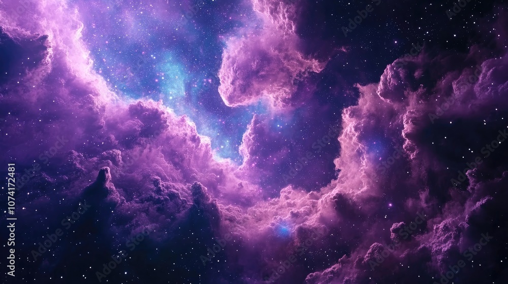 Poster space nebula in 3d cartoon rendering