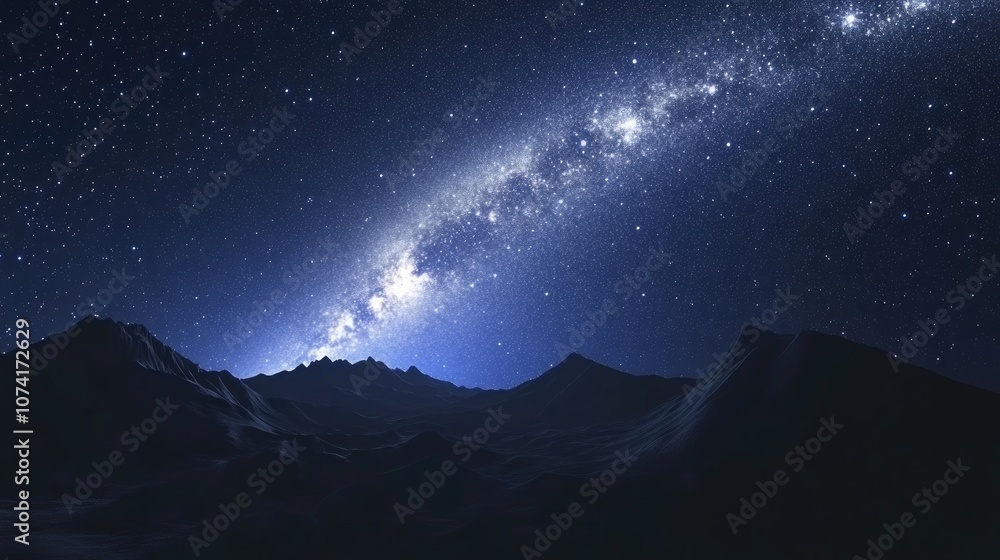 Poster 3d cartoon rendering of a beautiful night sky background featuring the milky way and shining stars