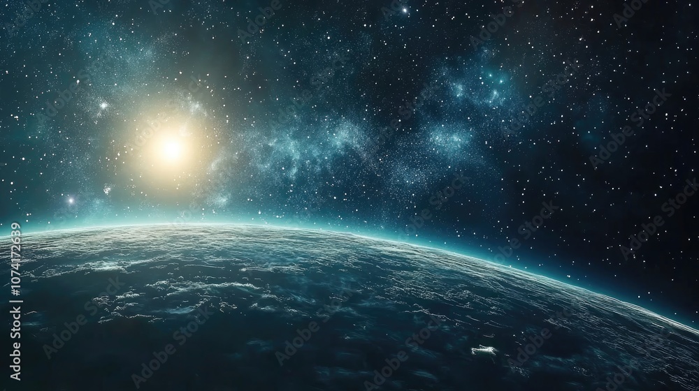Aufkleber cartoon rendering of outer space with stars in 3d