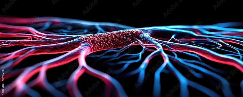 Poster abstract representation of neural network pathways in vivid colors.