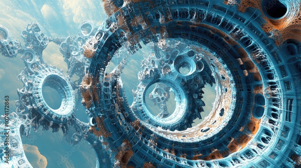 Poster Abstract fractal background created in 3D cartoon rendering