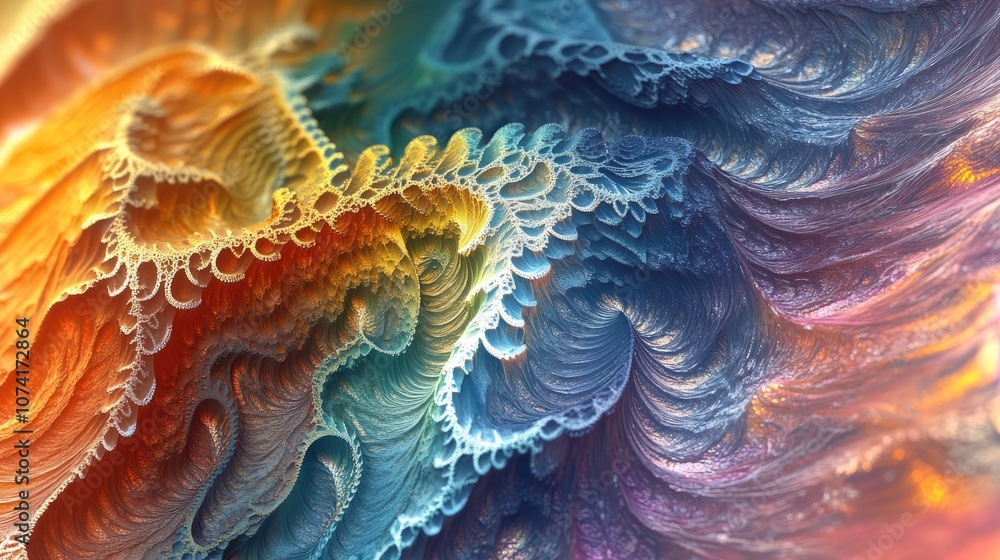 Poster Fancy paint colors in a 3D cartoon rendering featuring a fractal color texture background ideal for projects focused on imagination creativity and design