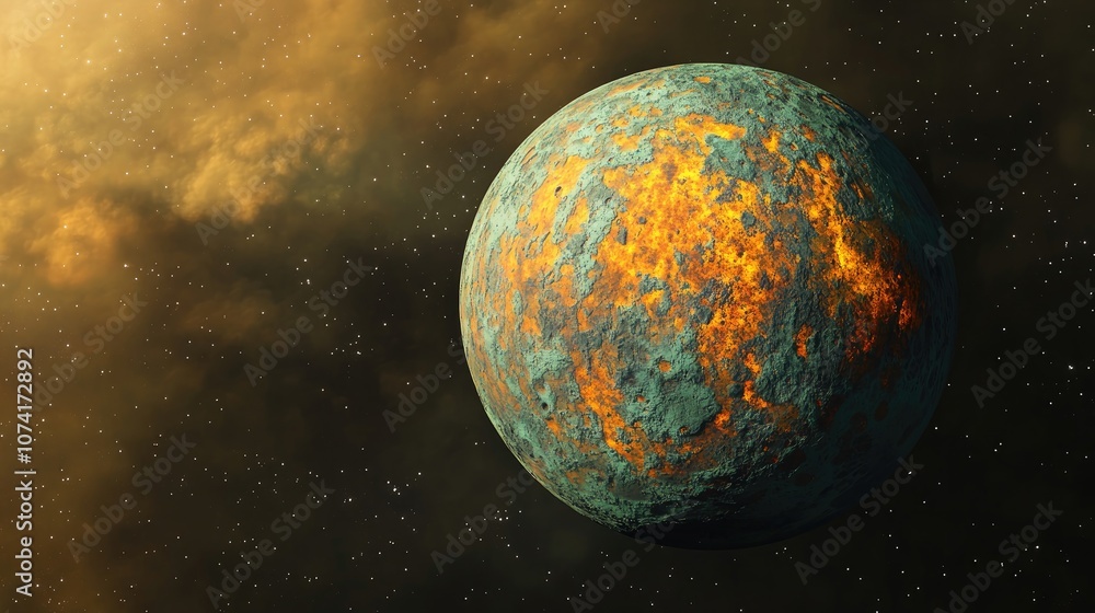 Poster 3d cartoon rendering showcasing a planet in deep space an exoplanet envisioned by an artist stunning