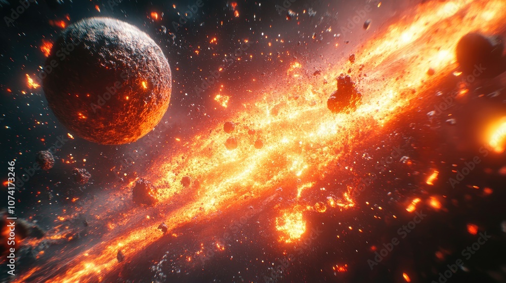 Poster abstract space background with a 3d cartoon rendering science fiction wallpaper a fantastic galaxy f