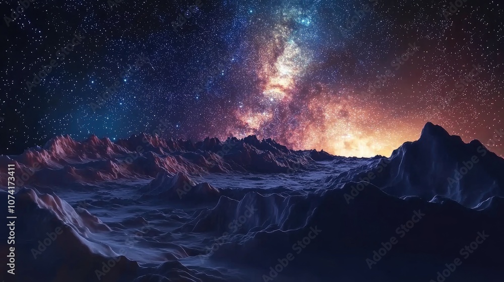 Aufkleber beautiful view of the milky way in 3d cartoon rendering
