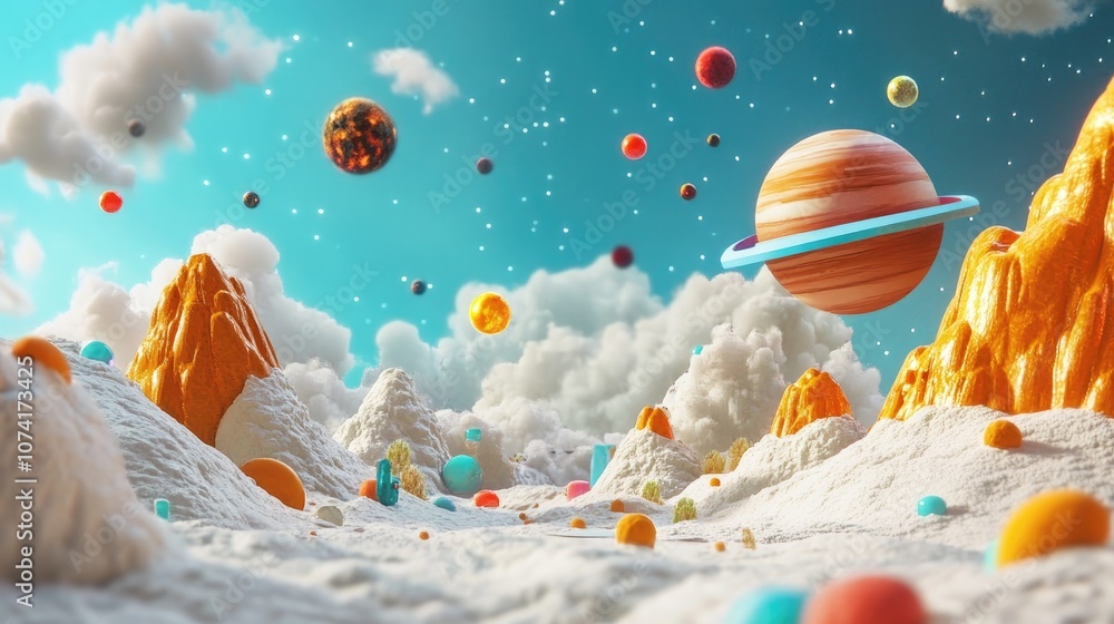 Poster unique universe depicted in 3d cartoon rendering