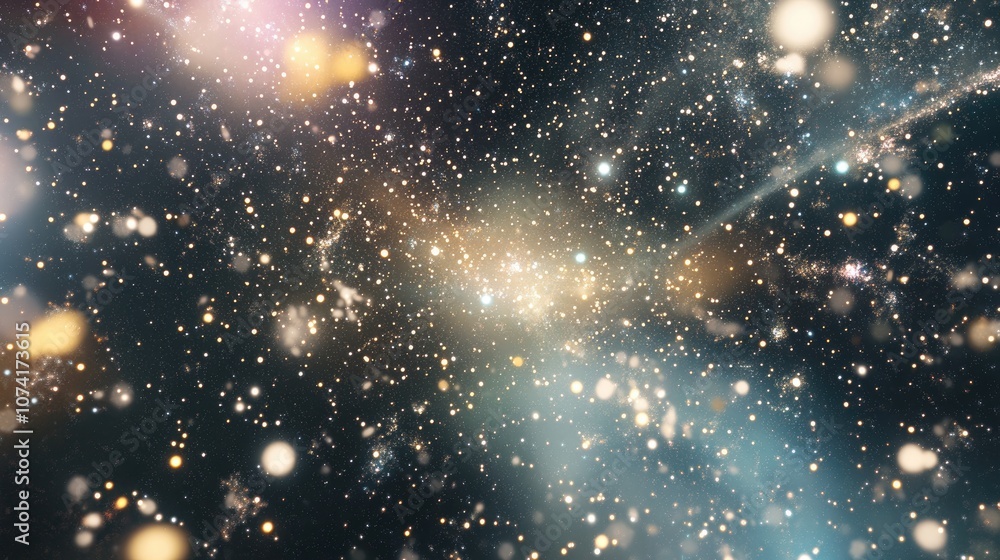 Poster Cartoon rendering in 3D of stars from a planet and galaxy in open space