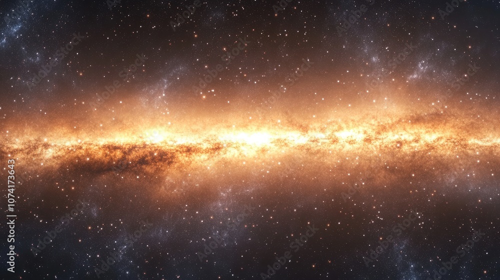 Poster 3d cartoon representation of the milky way galaxy at night featuring a multitude of bright stars and