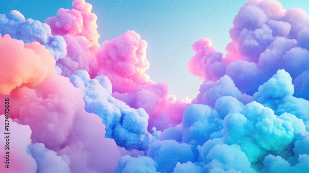 Poster beautiful abstract clouds in a 3d cartoon rendering