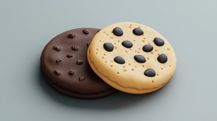 Fototapeta premium Mixed glyph icon of a biscuit and cookie in 3D cartoon rendering