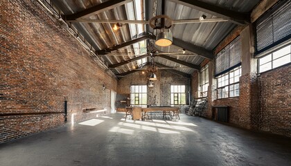 Industrial Loft with Exposed Beams, Concrete Floors, and Vintage Lighting