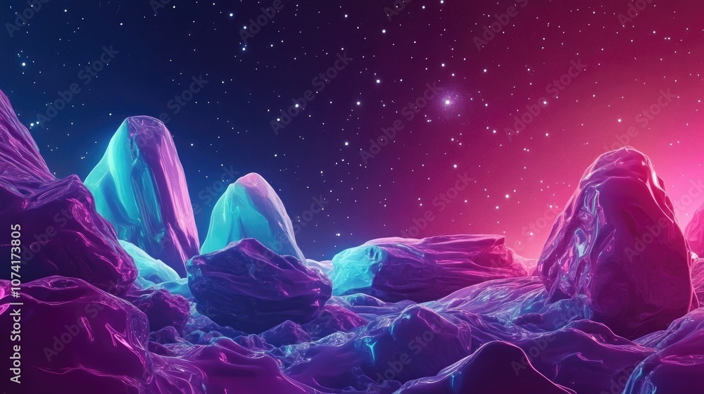 Poster Abstract cosmic background in 3D cartoon rendering