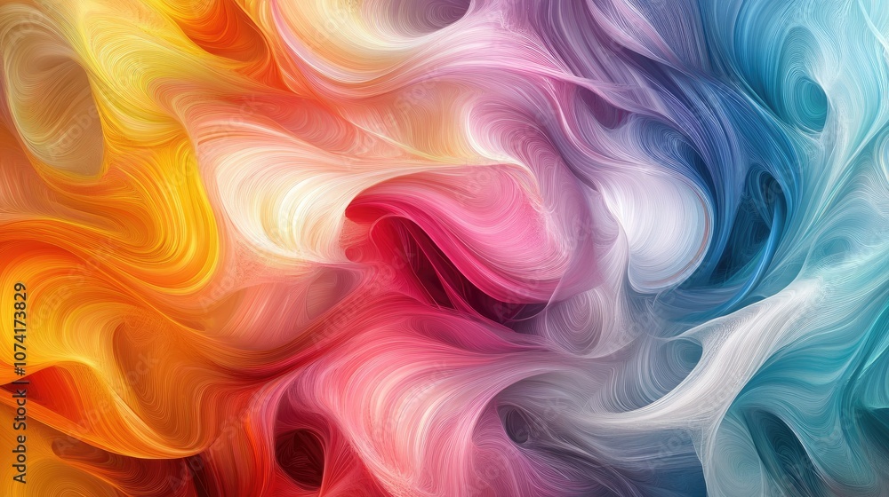 Poster colorful abstract background featuring a 3d cartoon rendering modern graphic art with creative wavy 