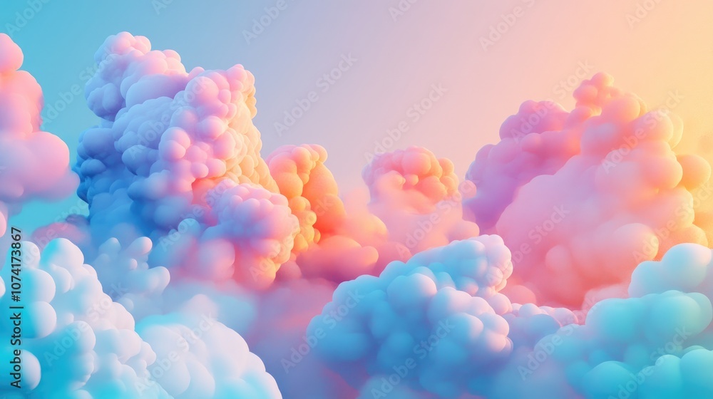 Poster Beautiful abstract clouds in a 3D cartoon rendering