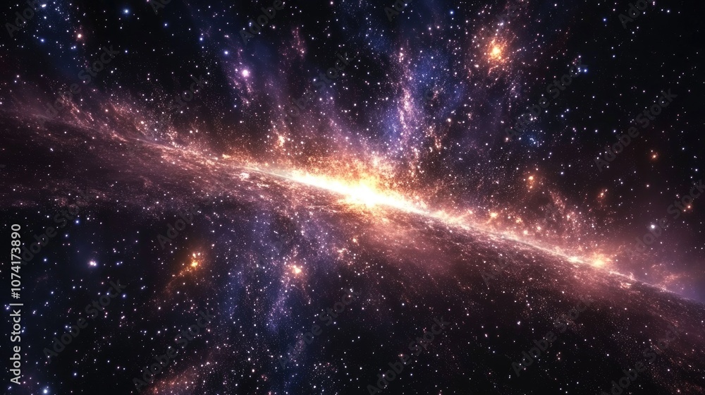 Poster deep space star field illustration featuring a 3d cartoon rendering of a universe filled with stars 