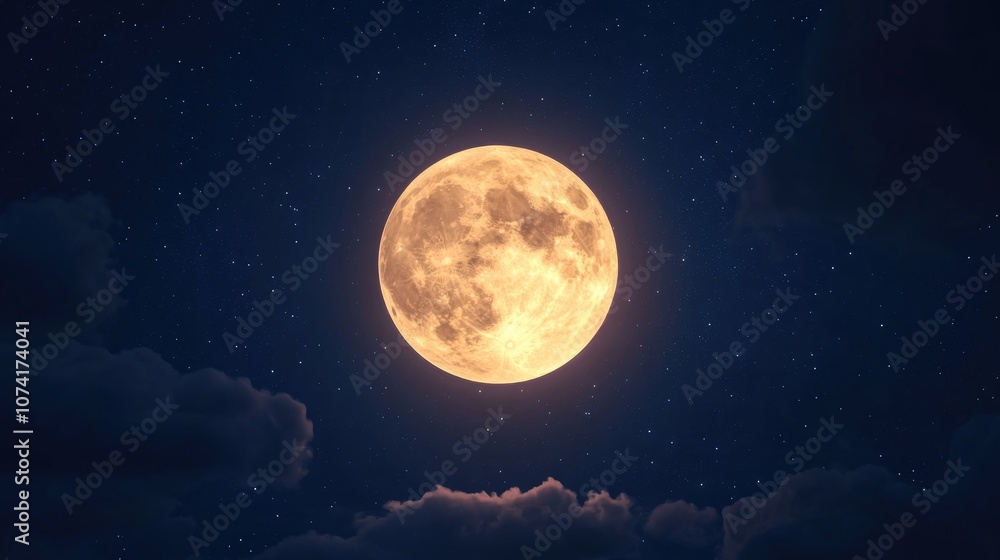 Poster close up view of a full moon in a 3d cartoon rendering