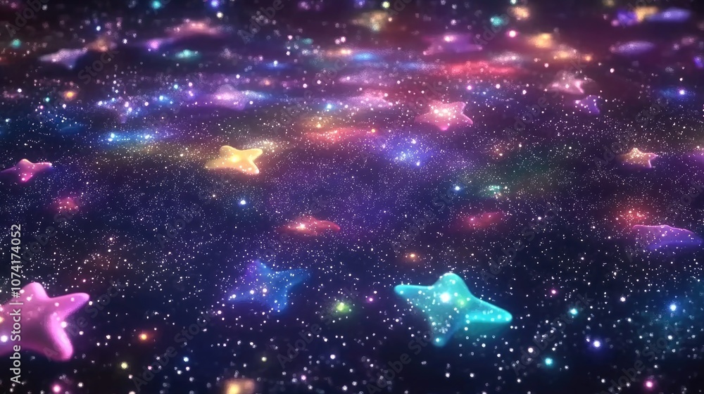 Aufkleber High definition star field background featuring a 3D cartoon rendering of deep space Colorful starry outer space background texture