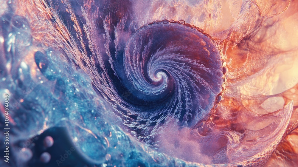 Leinwandbilder Abstract fractal patterns and shapes depicted in a 3D cartoon rendering Infinite universe with a mysterious psychedelic relaxation pattern Dynamic flowing natural forms and sacred geometry featuri