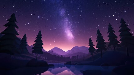 3D cartoon rendering of a starry night sky with the Milky Way