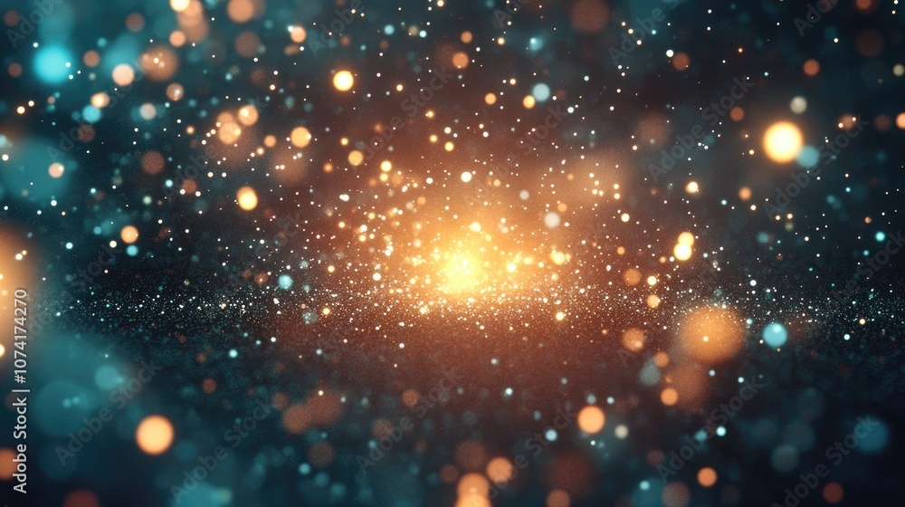 Aufkleber shining stars in dark space depicted in a 3d cartoon rendering with a starry sky backdrop